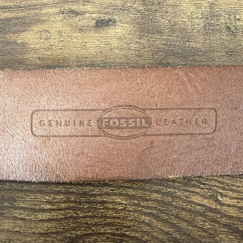Fossil Brown Genuine Leather Fold-over Belt Triple Ring Buckle Size M Boho - Picture 3 of 8